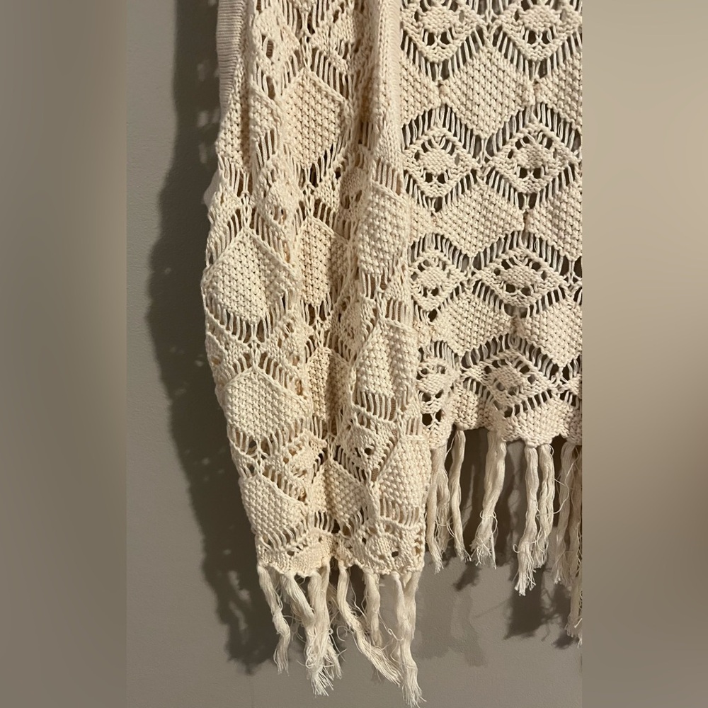 Torrid Cream Crochet Fringe Vest - Picture 6 of 7